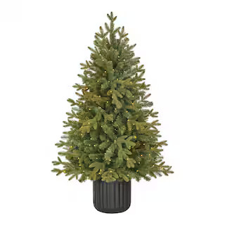 Home Accents Holiday 4 ft. Pre-Lit LED Potted Spruce Artificial Christmas Tree 24PG90092 - The Ho... | The Home Depot