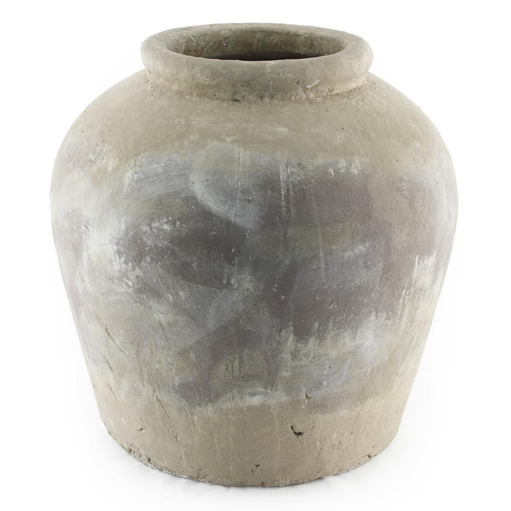 Zentique Terracotta Olive Brown Large Decorative Vase, Distressed Olive Brown | The Home Depot