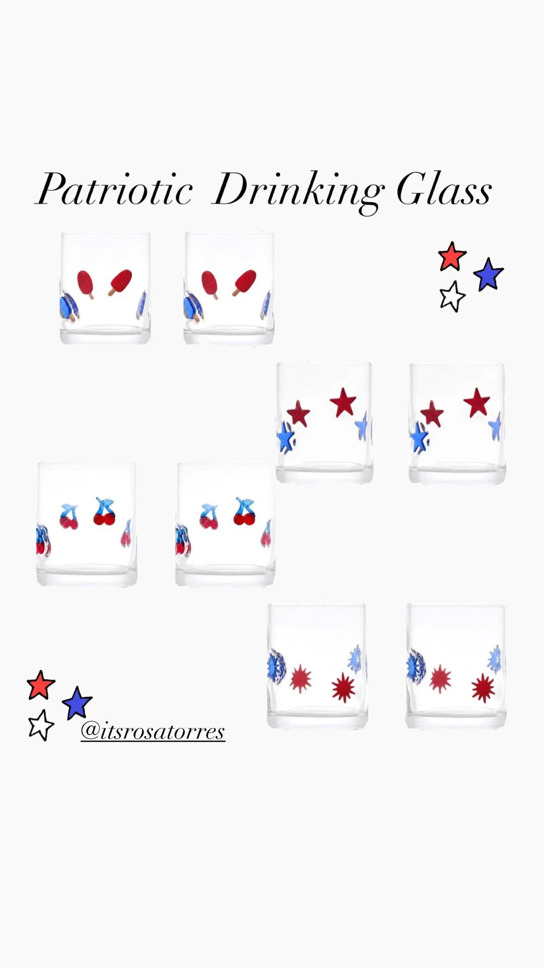 Patriotic Drinking glass so cute and perfect for summer or hosting. 

#patrioticglass #redstarglass #cherryglass #starsglass #fourthofjulyglass 

#LTKHome #LTKfoodie #LTKSeasonal