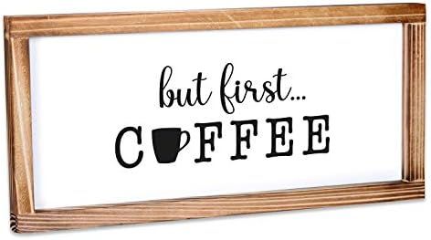 MAINEVENT But First Coffee Sign - Funny Kitchen Sign - Farmhouse Kitchen Decor, Kitchen Wall Deco... | Amazon (US)