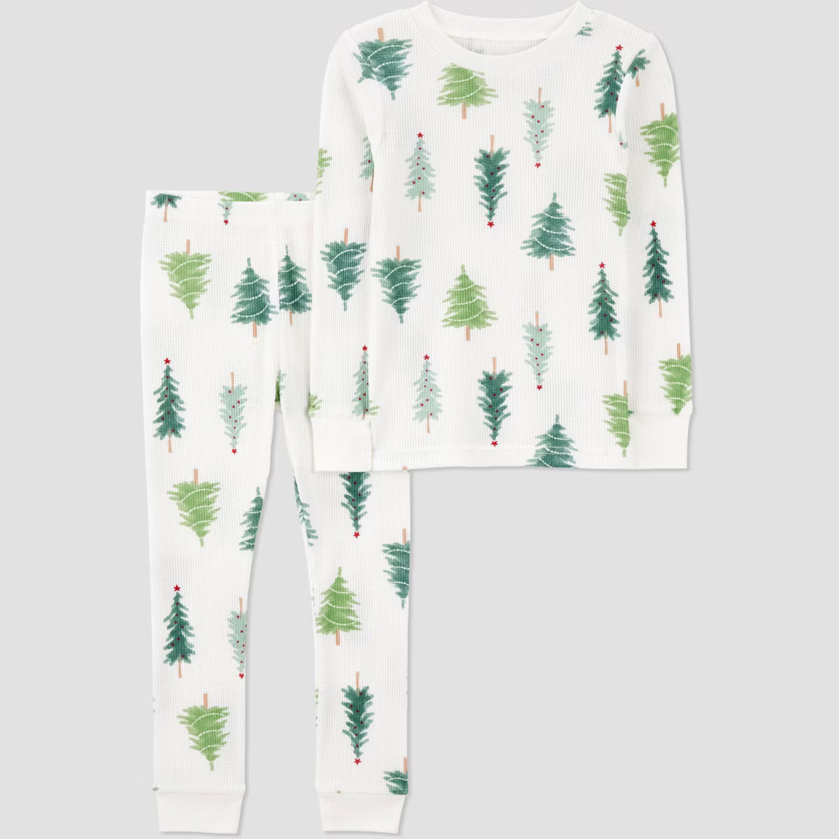 Carter's Just One You® Toddler 2pc Christmas Trees Long Sleeve Cotton Pajama Set - White 12M | Target