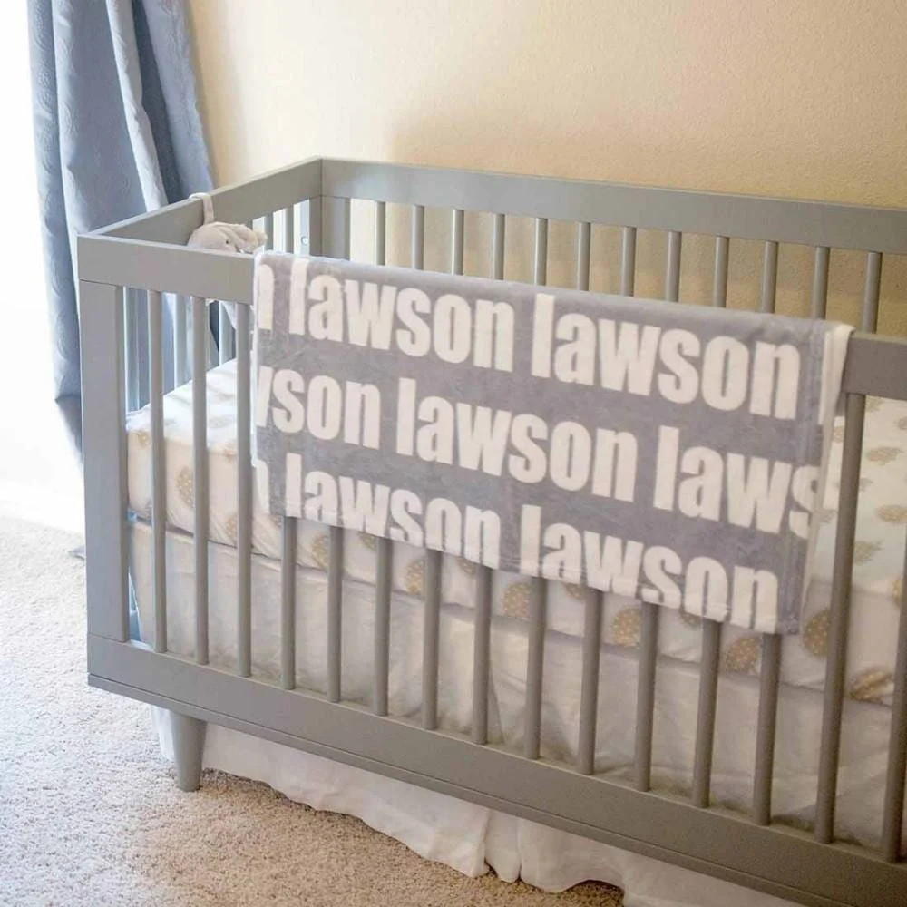 PERSONALIZED NAME BLANKET - BOLD FONT - LIGHT GRAY | Highway 3