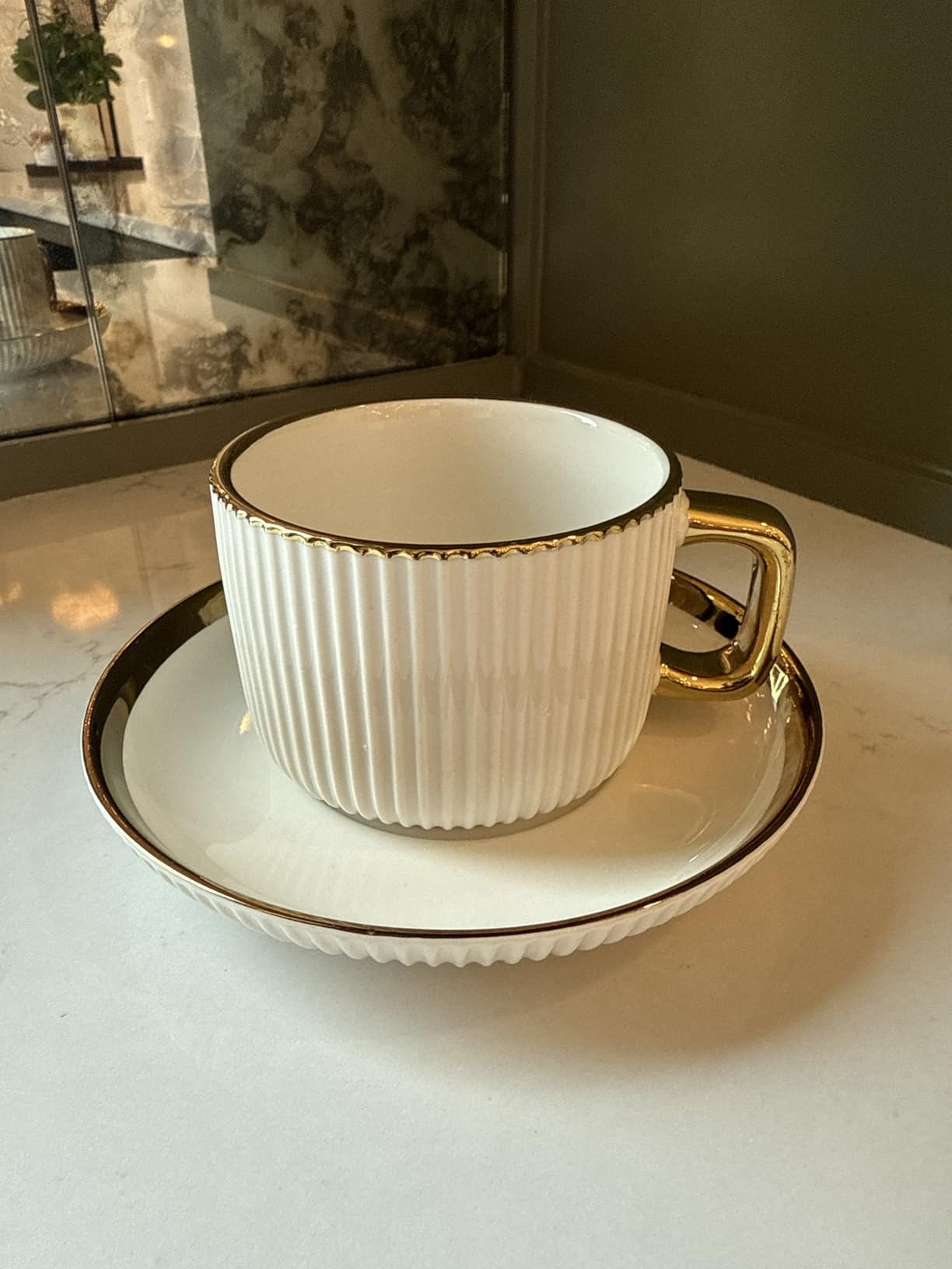 LETAOTAO Cappuccino Cups with Saucers, 8oz Ceramic Coffee Cups with Saucers Set, Latte Art Coffee... | Amazon (US)