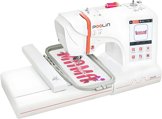 PooLin EOC05 Embroidery Machine for Beginners, Large 7" Touchscreen Easy to Use, 4"x9.25" Embroid... | Amazon (US)