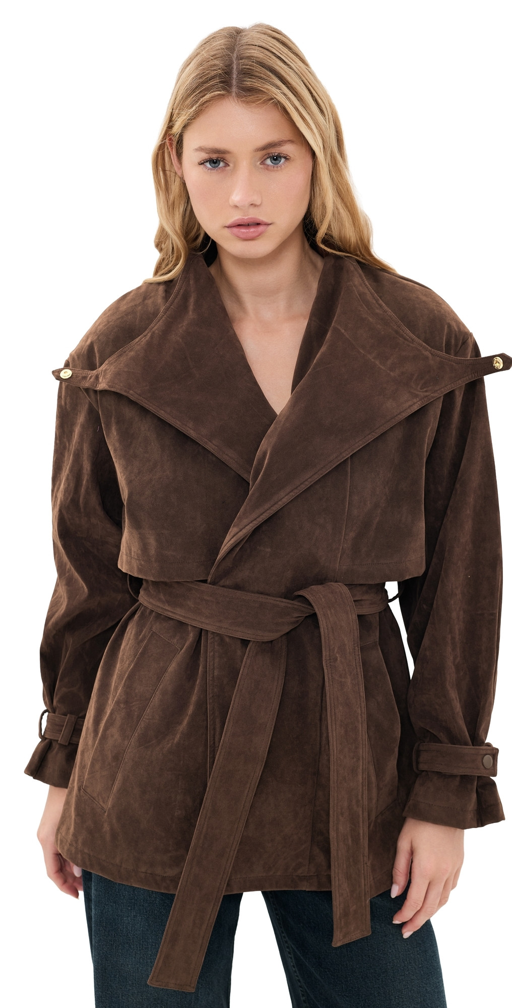 BARDOT Veronica Faux Suede Jacket Dark Choco L | Shopbop