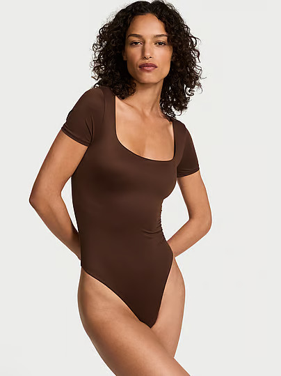 Bodywear By Victoria With FeatherSoft™ Innovation Square-Neck Bodysuit, Brown, Xxl - Women's Tops - Victoria's Secret | Victoria's Secret (US / CA )