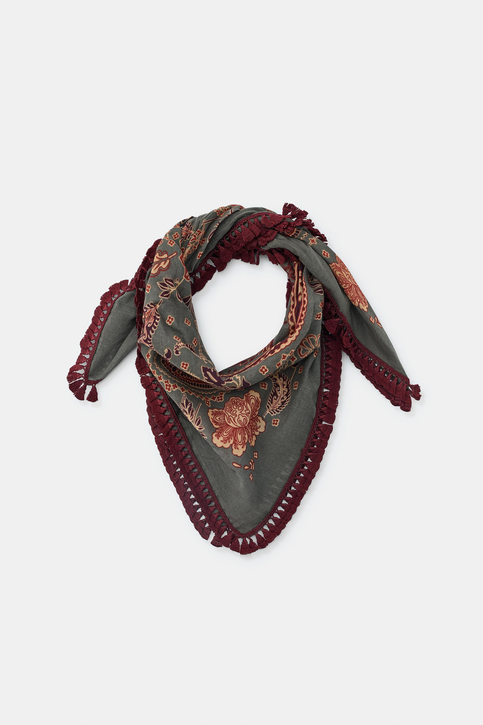 FRINGED PRINTED SCARF | Zara US