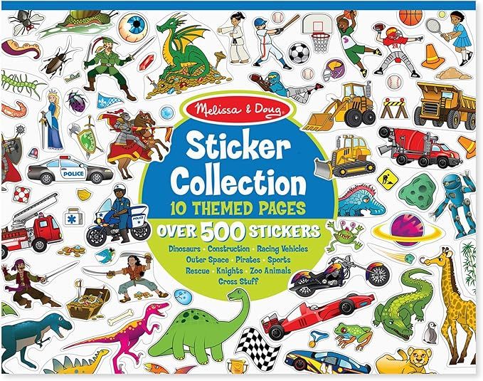 Melissa & Doug Sticker Collection Book: Dinosaurs, Vehicles, Space, and More - 500+ Stickers | Amazon (US)