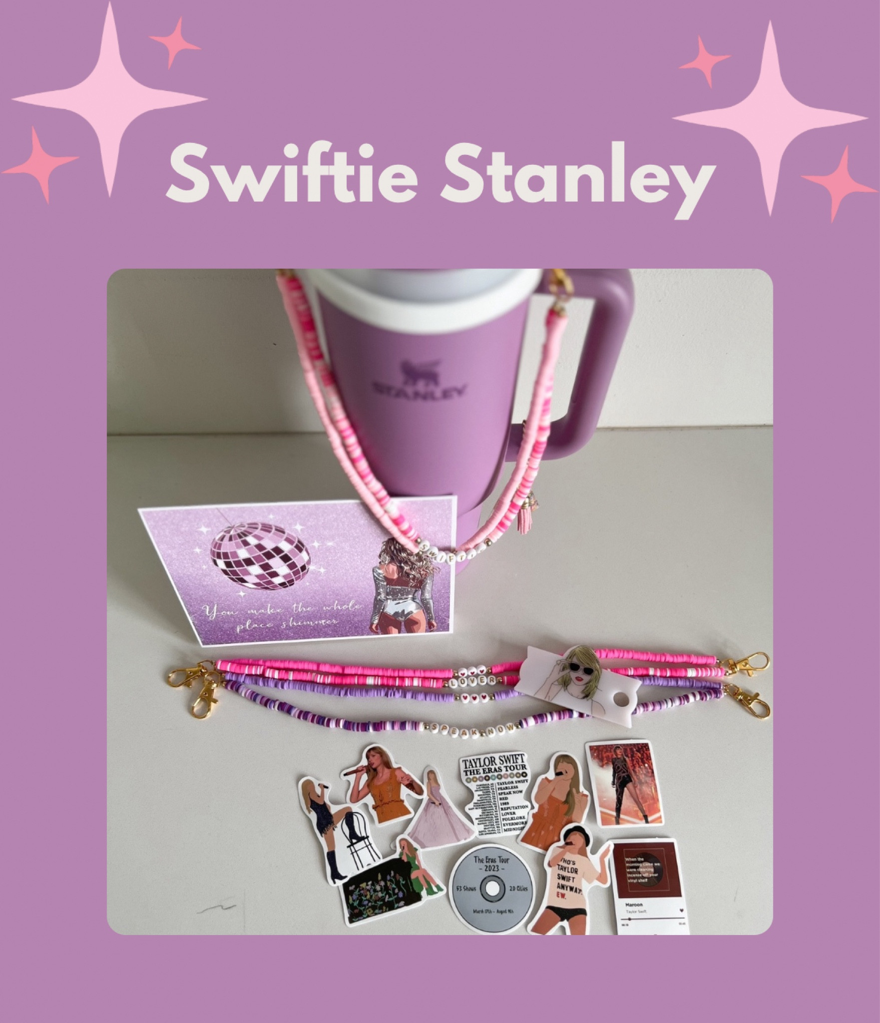 *stickers came with the handles*

Swiftie Stanley. Stanley accessories. Swiftie gift. Taylor Swift gift. Amazon finds. Girl gift. Little girl  #swiftie #stanley
