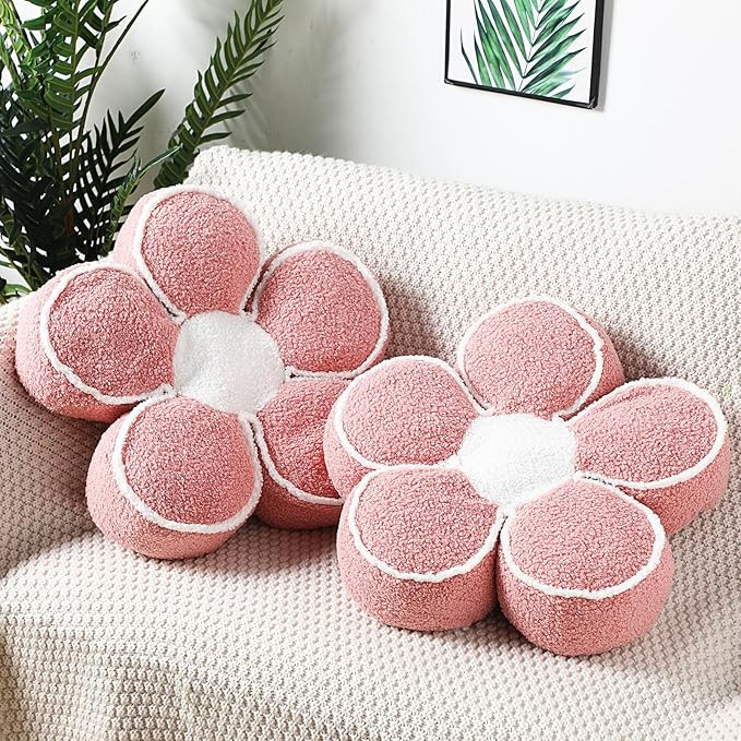 Menkxi 2 Pack Flower Pillows Cute Flower Shaped Pillows Valentines Day Soft Daisy Pillow Throw Fl... | Amazon (US)