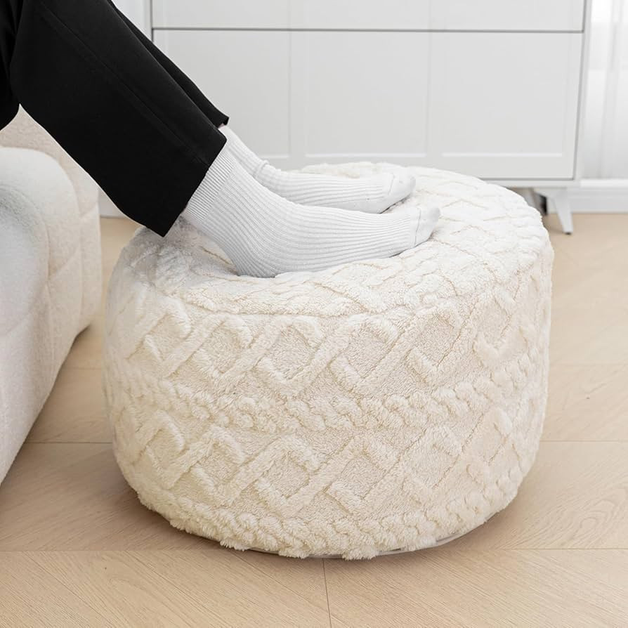 Pouf Ottoman Stuffed 20x20x12 Inches Floor Pouf Plush Fiber Ottoman Foot Rest Under Desk Foot Sto... | Amazon (US)