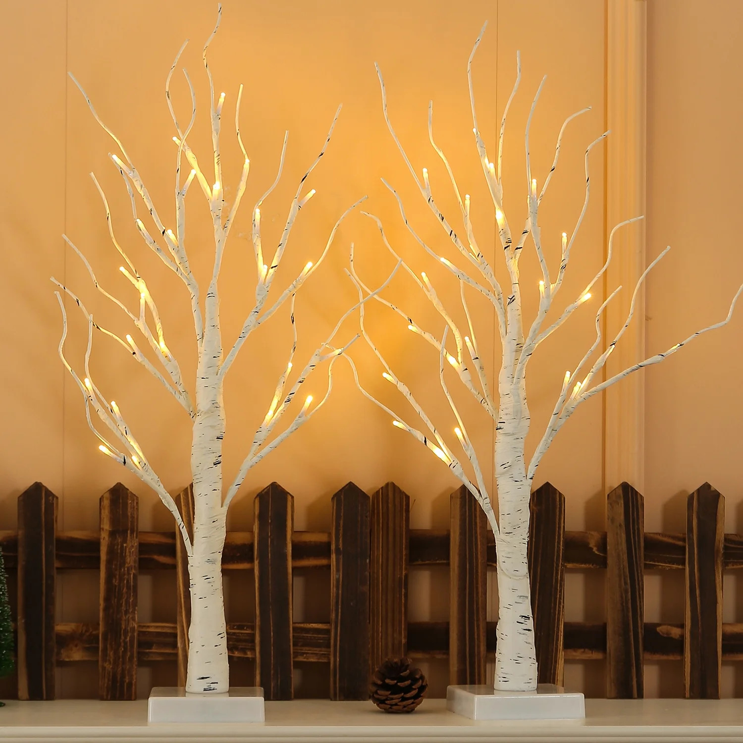 NOWSTO Birch Tree with Lights, 2 Pack 2FT Tree Indoor, 24 Pcs LED Warm White Lights, Christmas Ho... | Walmart (US)