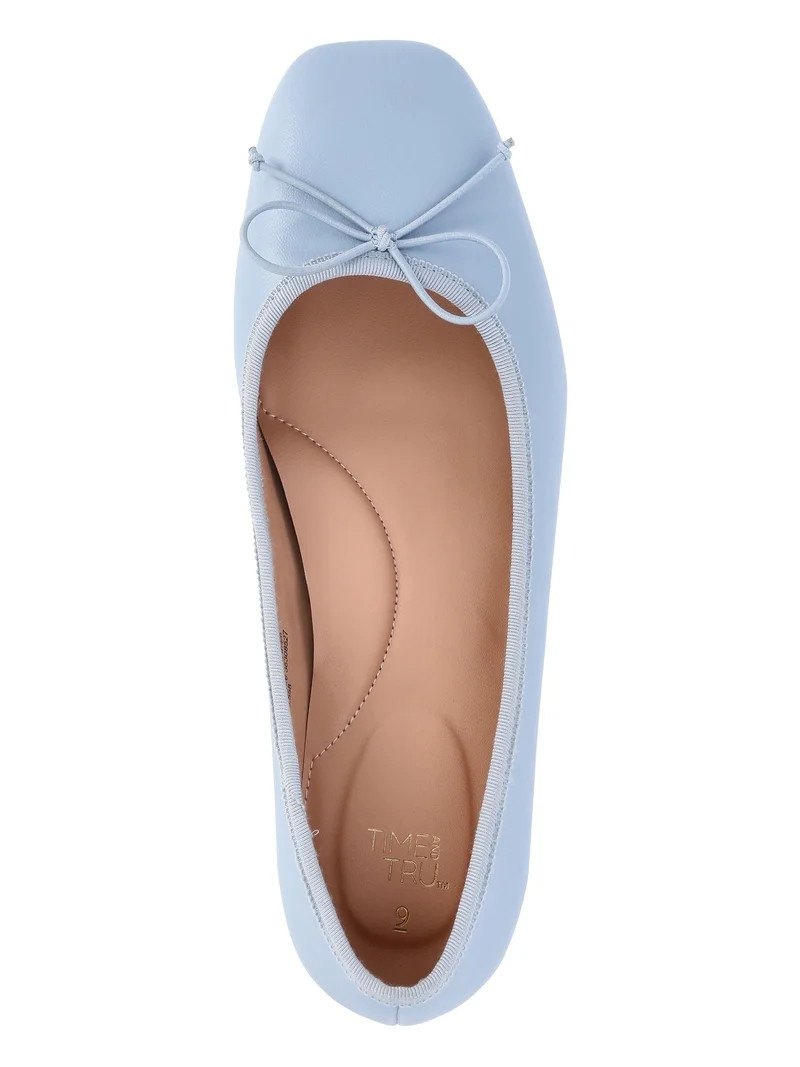 Time and Tru Women's String Bow Block Heel Ballet Shoes, Wide Width Available | Walmart (US)