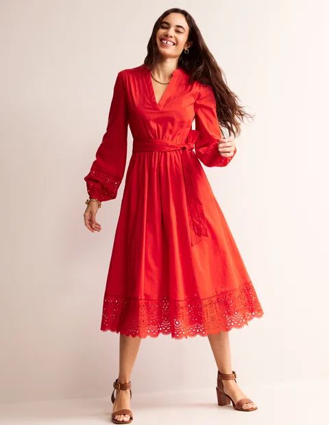 Jen Broderie Cotton Midi Dress | Boden (US)