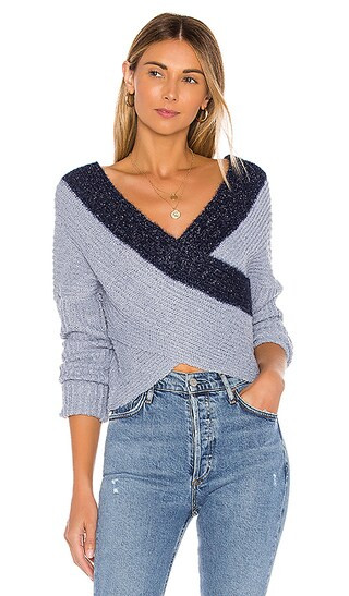 Lanah Wrap Sweater in Blue Multi | Revolve Clothing (Global)