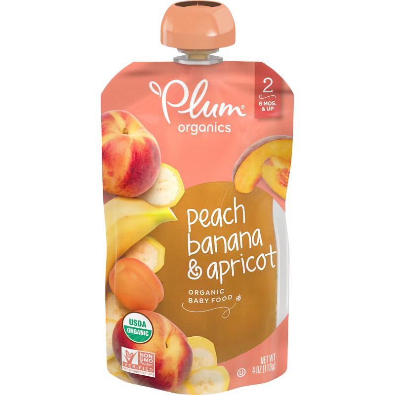 Plum Organics Stage 2 Peach Banana & Apricot Baby Food Pouch - (Select Count) | Target