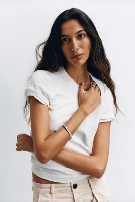 The Bennie Cotton Slub Crew-Neck Slim Tee by Pilcro | Anthropologie (US)