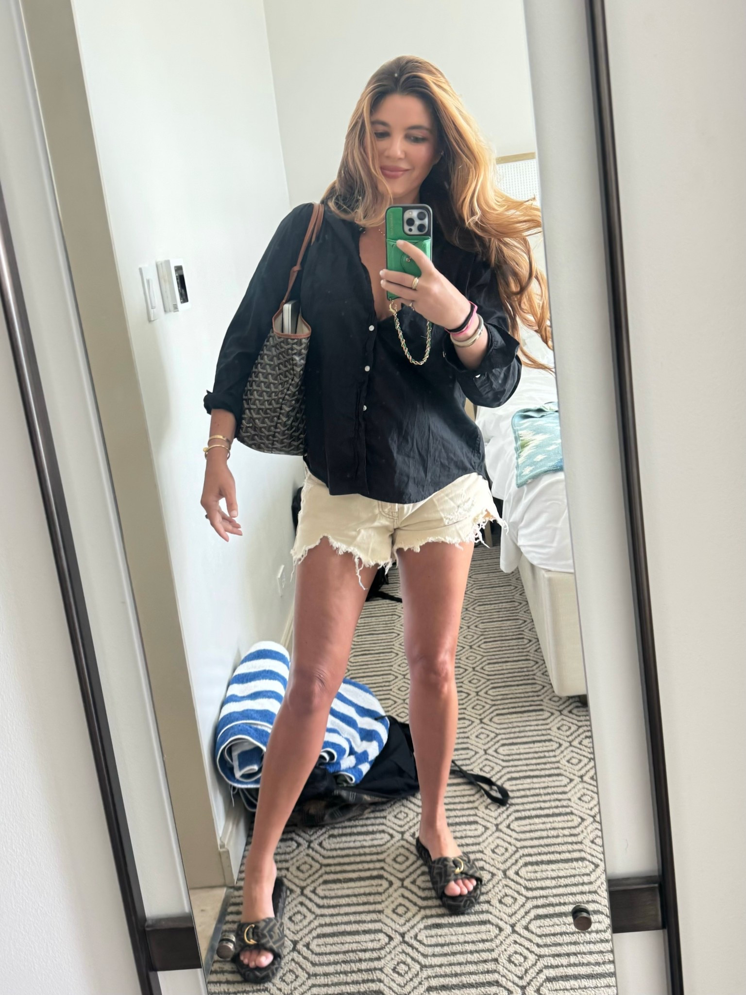 Basics always. 
Shorts: 27
Shirt: medium 
Hair: Sea Glass + T3 hot rollers 
Sandals: linked updated models 

#LTKgrwm #LTKBeauty #LTKdayinmylife