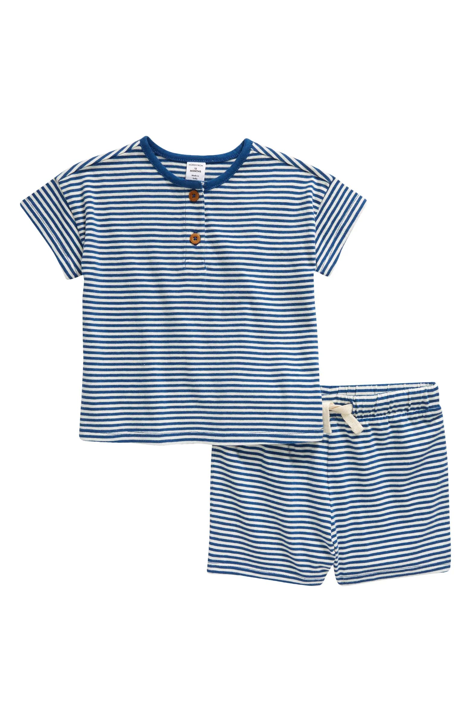 Stripe Cotton Henley T-Shirt & Shorts Set | Nordstrom