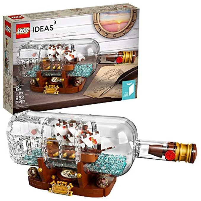 LEGO Ideas Ship in a Bottle 21313 Expert Building Kit Model Ship, Collectible Display Set and Toy fo | Amazon (US)