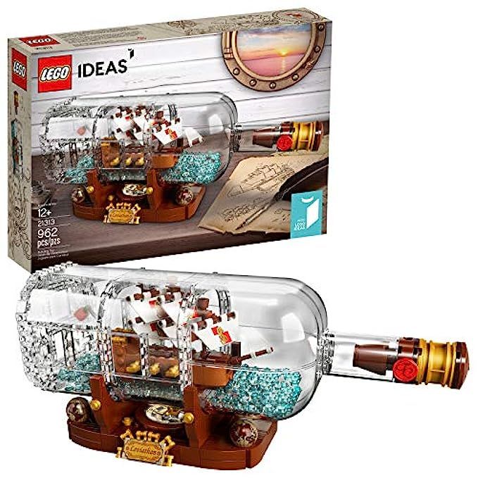 LEGO Ideas Ship in a Bottle 21313 Expert Building Kit Model Ship, Collectible Display Set and Toy fo | Amazon (US)