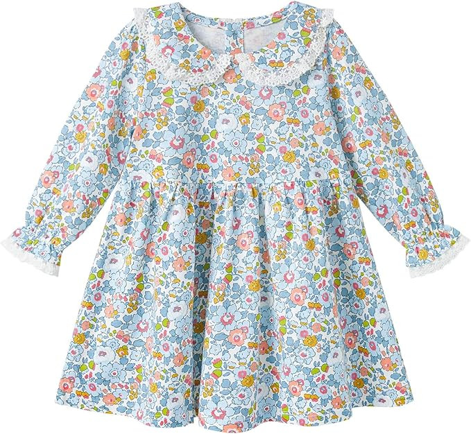pureborn Baby Toddler Girl Dress Short and Long Sleeve Cotton Playwear Dresses 0-6T | Amazon (US)