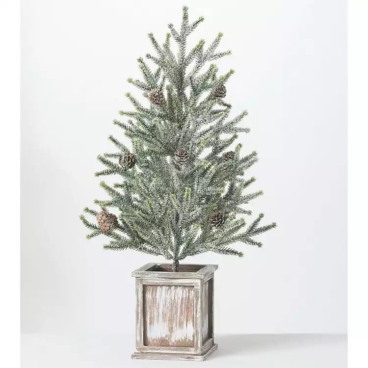 Frosted Pinecone Tree in Whitewash Planter, 24 in. | Kirkland's Home