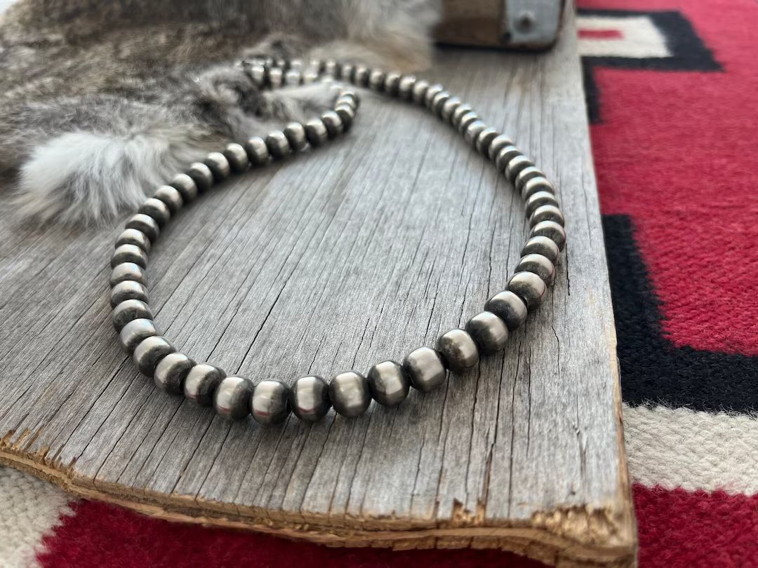 Handmade Navajo Pearl Necklace All 10mm Choose Length Bold & Beautiful - Etsy | Etsy (US)