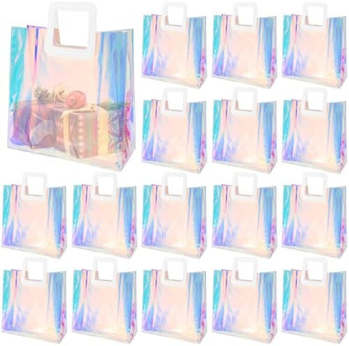 Voittozege 20Pcs Clear Holographic Gift Bags, 8.5 x 8 x 4 Inch Iridescent Bachelorette Party Favo... | Amazon (US)