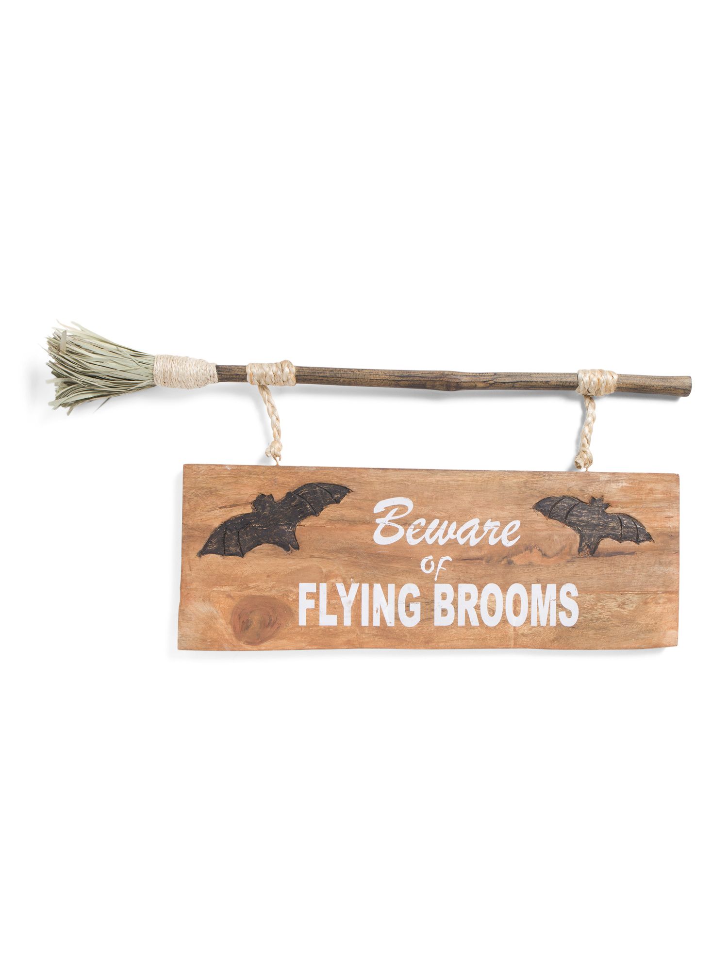 Wood Plaque Hanging From Broom | Halloween | Marshalls | Marshalls