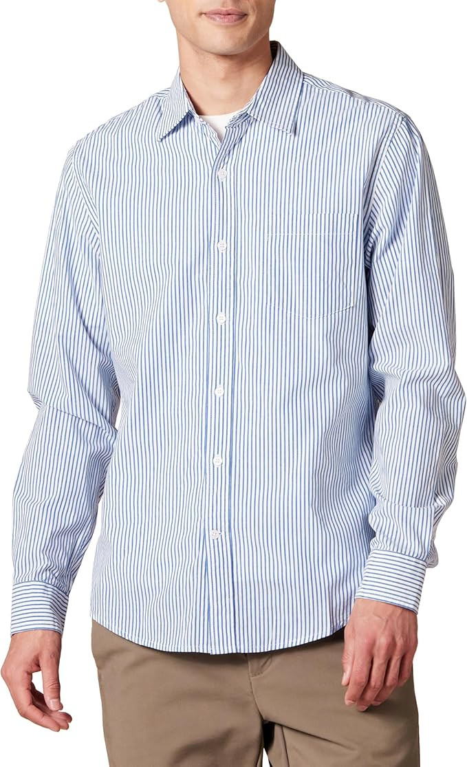 Amazon Essentials Men's Slim-Fit Long-Sleeve Poplin Shirt | Amazon (US)