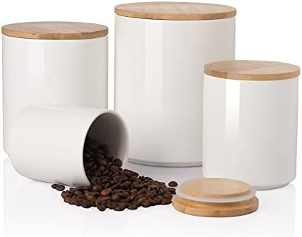 Sweejar Ceramic Canisters Set, Food Storage Jars with Airtight Seal Bamboo Lid, Stackable Contain... | Amazon (US)