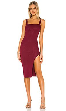 Superdown Zoe Square Neck Dress in Metallic Burgundy from Revolve.com | Revolve Clothing (Global)