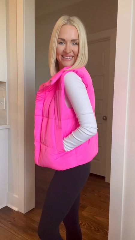 Neon pink puffer vest is 25% off today! Corrine puffer vest / size: XXS (it runs big unless you prefer it that way) 

#LTKsalealert #LTKSeasonal #LTKHoliday