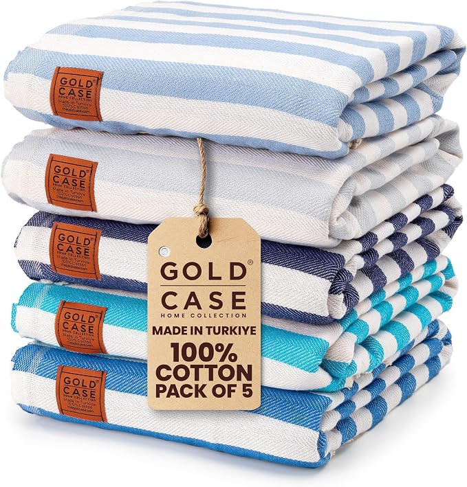 Gold CASE Turkish Beach Towel Set of 5 – 100% Cotton Beach Towels Oversized 70x38'' – MYRA Qu... | Amazon (US)