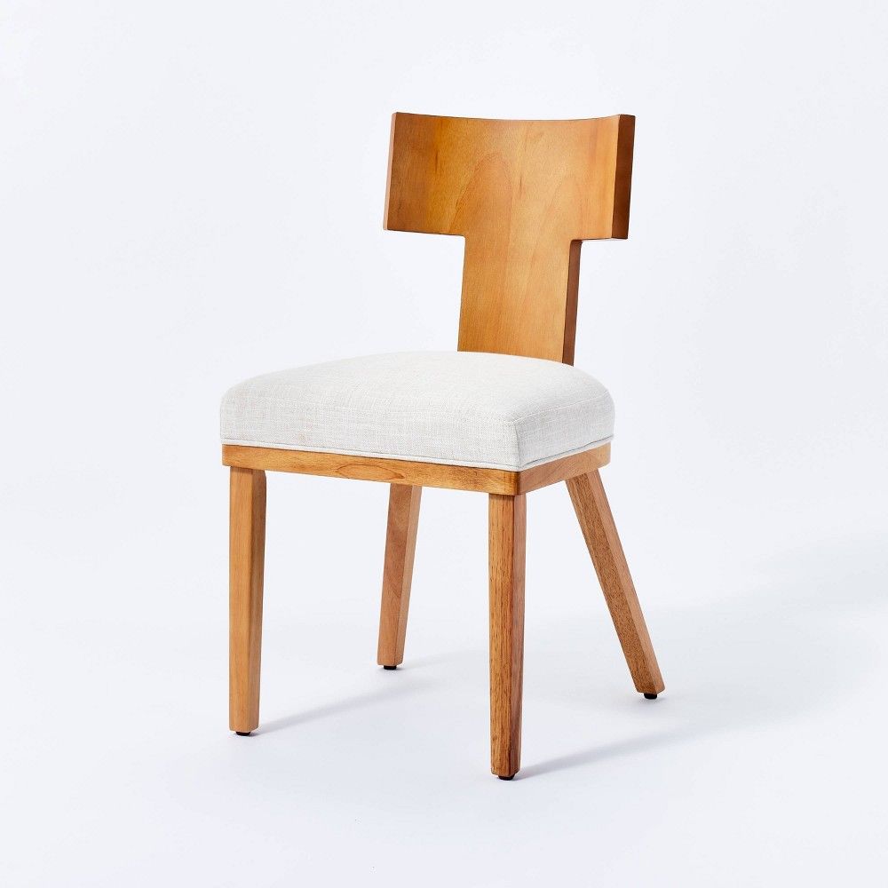Salduro Sculptural Wood Dining Chair with Upholstered Seat Linen - Threshold designed with Studio Mc | Target