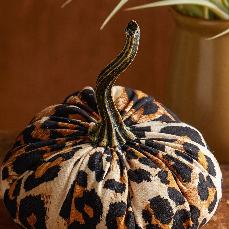 Small Fabric Pumpkin Leopard Print, modern farmhouse decor, glam table centerpiece, rustic home d... | Etsy (US)