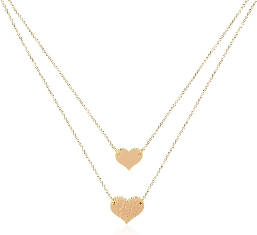 MEVECCO Layered Heart Necklace Pendant Handmade 18k Gold Plated Dainty Gold Choker Arrow Bar Laye... | Amazon (US)