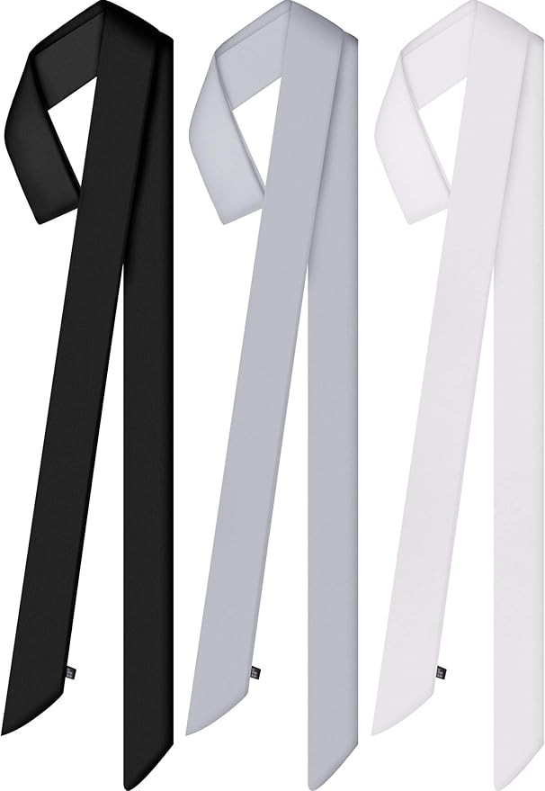 Geyoga 3 Pcs Scarf Skinny for Women Satin Scarf Belts Sash Necktie Neck Scarf Choker Solid Color ... | Amazon (US)