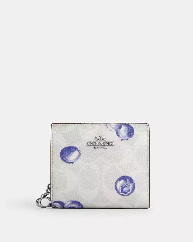 Snap Wallet In Signature Canvas With Blueberry Print | Coach Outlet