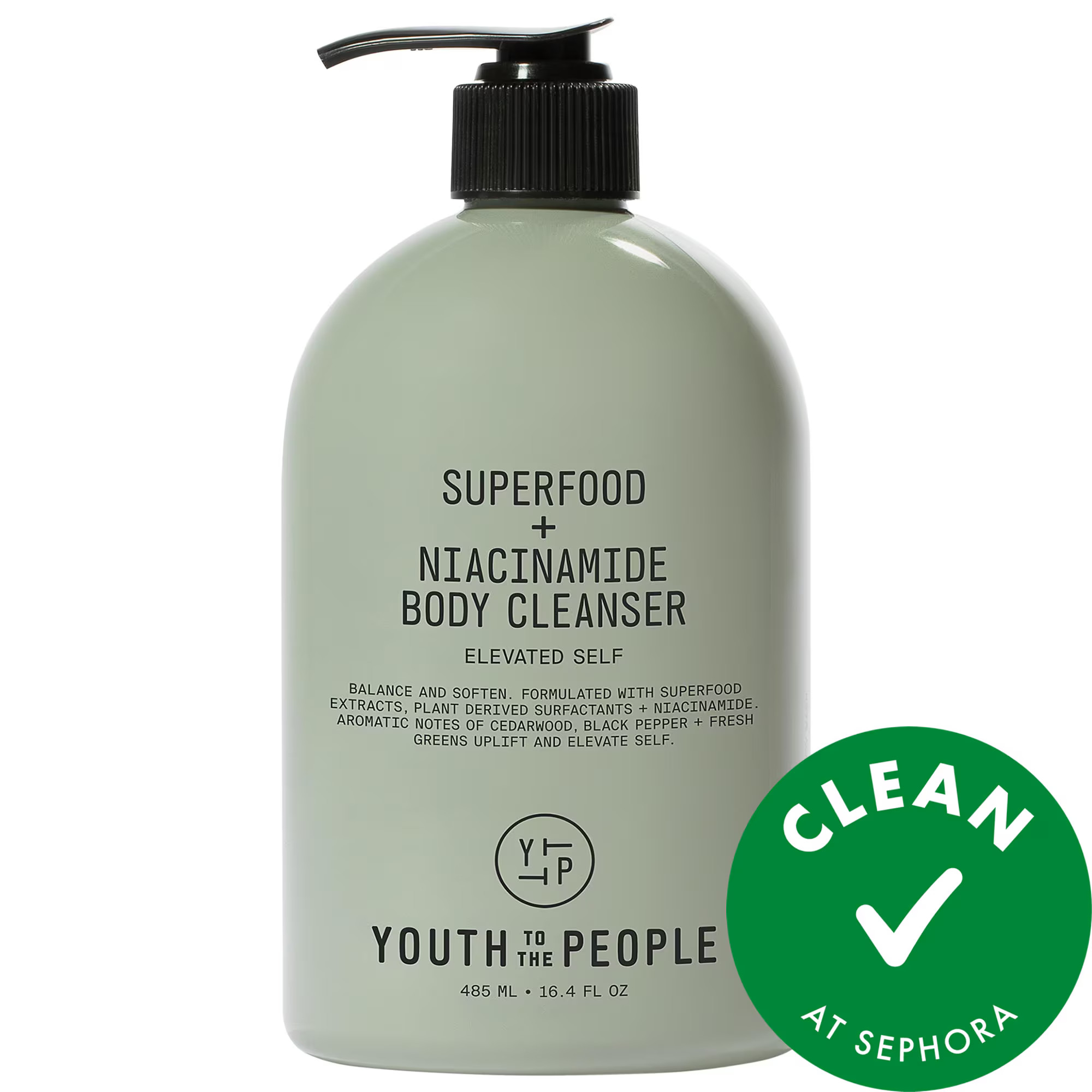 Youth To The People Superfood + Niacinamide Body Cleanser with Antioxidants & Hyaluronic Acid 16.4 oz / 479 mL | Sephora (US)