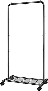 Simple Trending Clothes Clothing Rack, Rolling Garment Rack with Storage Shelves on Wheels, Black | Amazon (US)