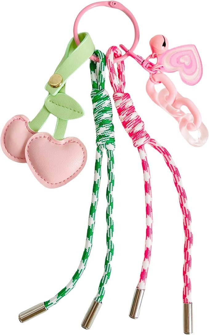 QTMY Cute Cherry Braided Keychain Bag Charms for Handbag Purse Backpack Accessories Bogg Bag,501 | Amazon (US)