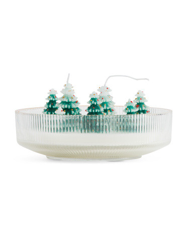 19oz Wax Figural Pine Trees In Dish Candle | TJ Maxx