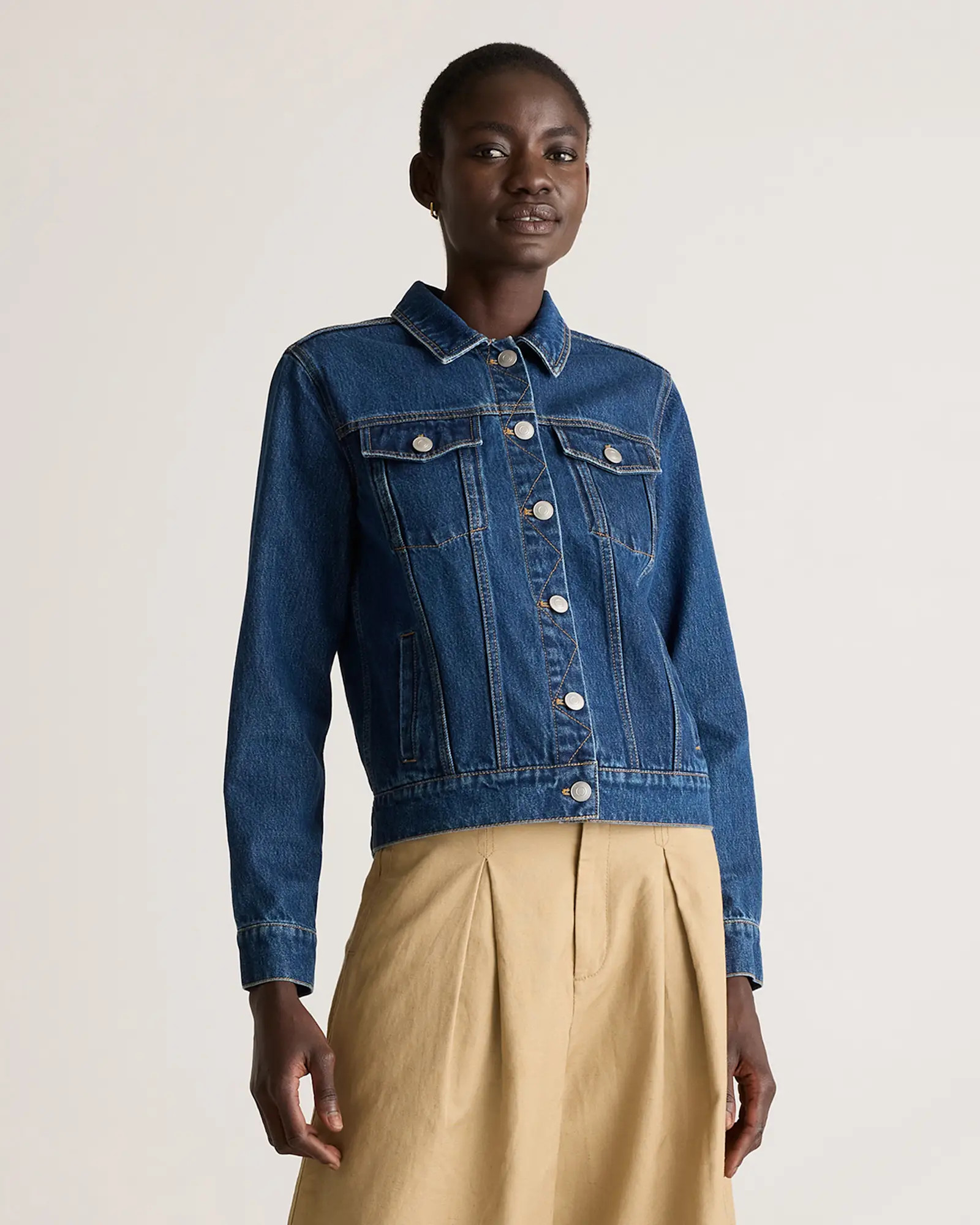 100% Organic Cotton Denim Jacket in Dark Indigo | Quince