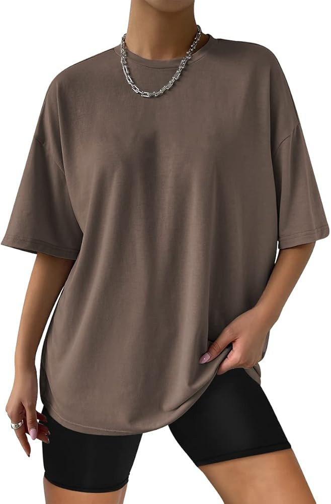 Trendy Queen Womens Oversized T Shirts Loose Fit Cotton Crewneck Short Sleeve Tops Summer Casual Blo | Amazon (US)