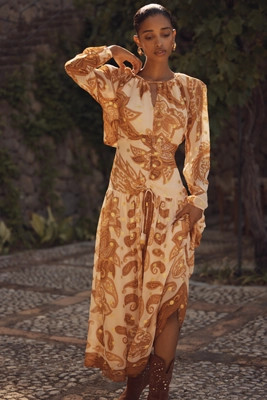 Farm Rio x Anthropologie Long-Sleeve Jacquard Maxi Dress | Anthropologie (US)