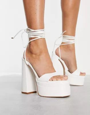 Simmi London platform heeled sandals in white | ASOS (Global)