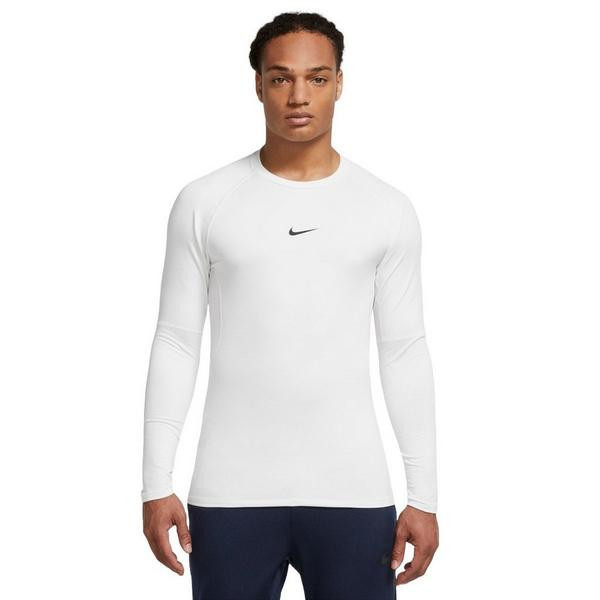 Men's Nike Pro Warm Long Sleeve Compression Shirt Large White/Black | Scheels Sports
