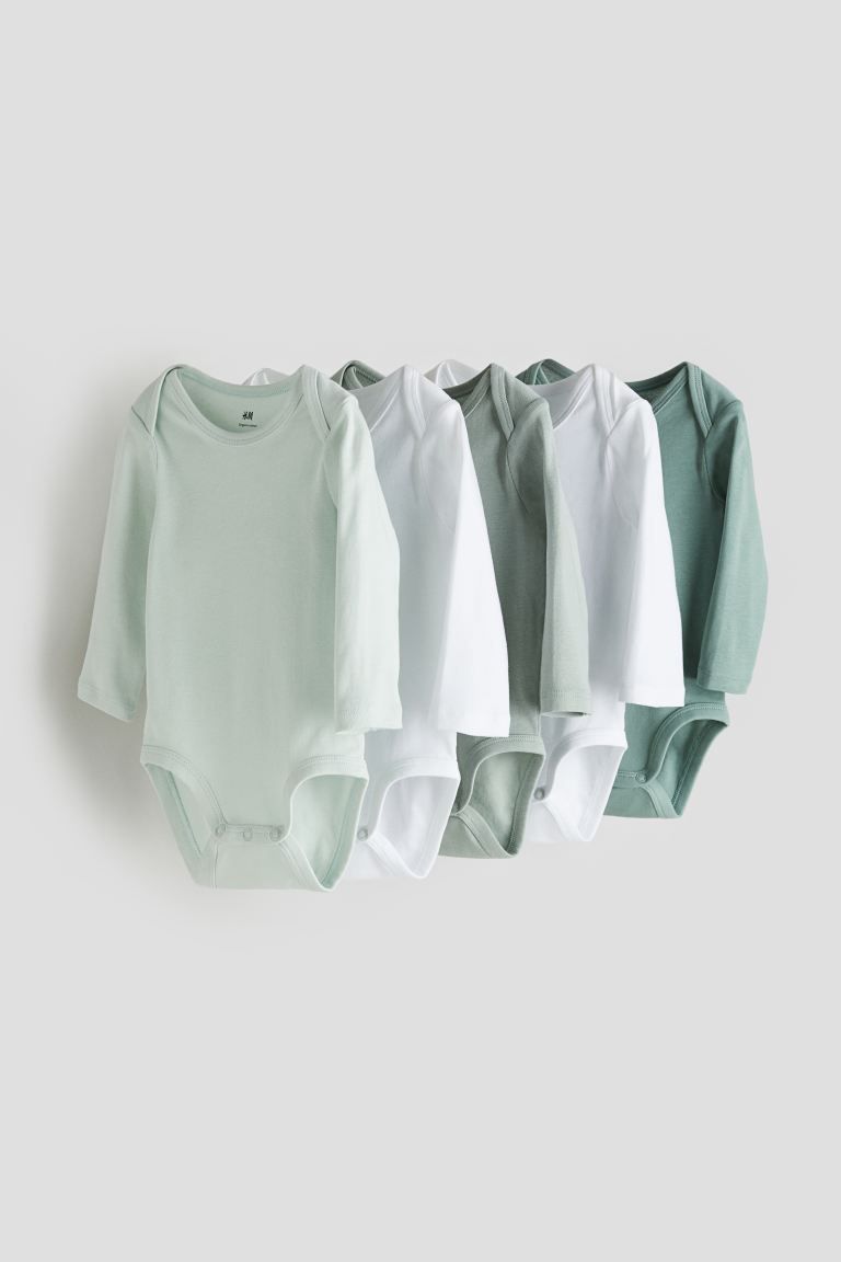 5-pack Bodysuits - Light green/green - Kids | H&M US | H&M (US + CA)